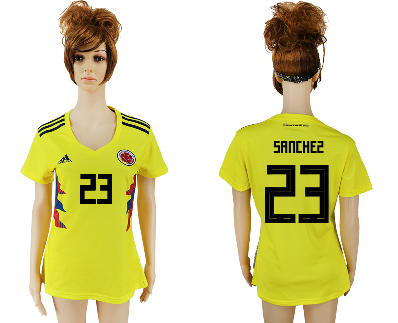 Maillot de femmes par cher Columbia #23 SANCHEZ YELLO 2018 FIFA